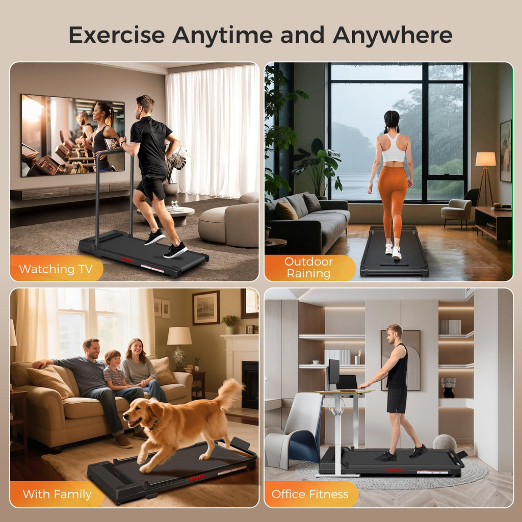 Futureglide Walking Pad Treadmill, 3.0 Hp Under Desk Treadmill, 3 In 1 Foldable Treadmills For Home, Walking Pad With Handle Bar