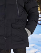 Rejork Men s Long Winter Coat Hooded Warm Quilted Jacket Water-resistant Cold Weather Parka Black M
