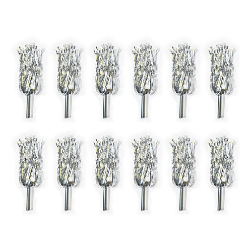 Amaroba ,12 Pc Pom Pom For School Dance , Cheerleaders Pom Pom For Kids And Adults 6 Set ( 12 Pc ) (Silver).