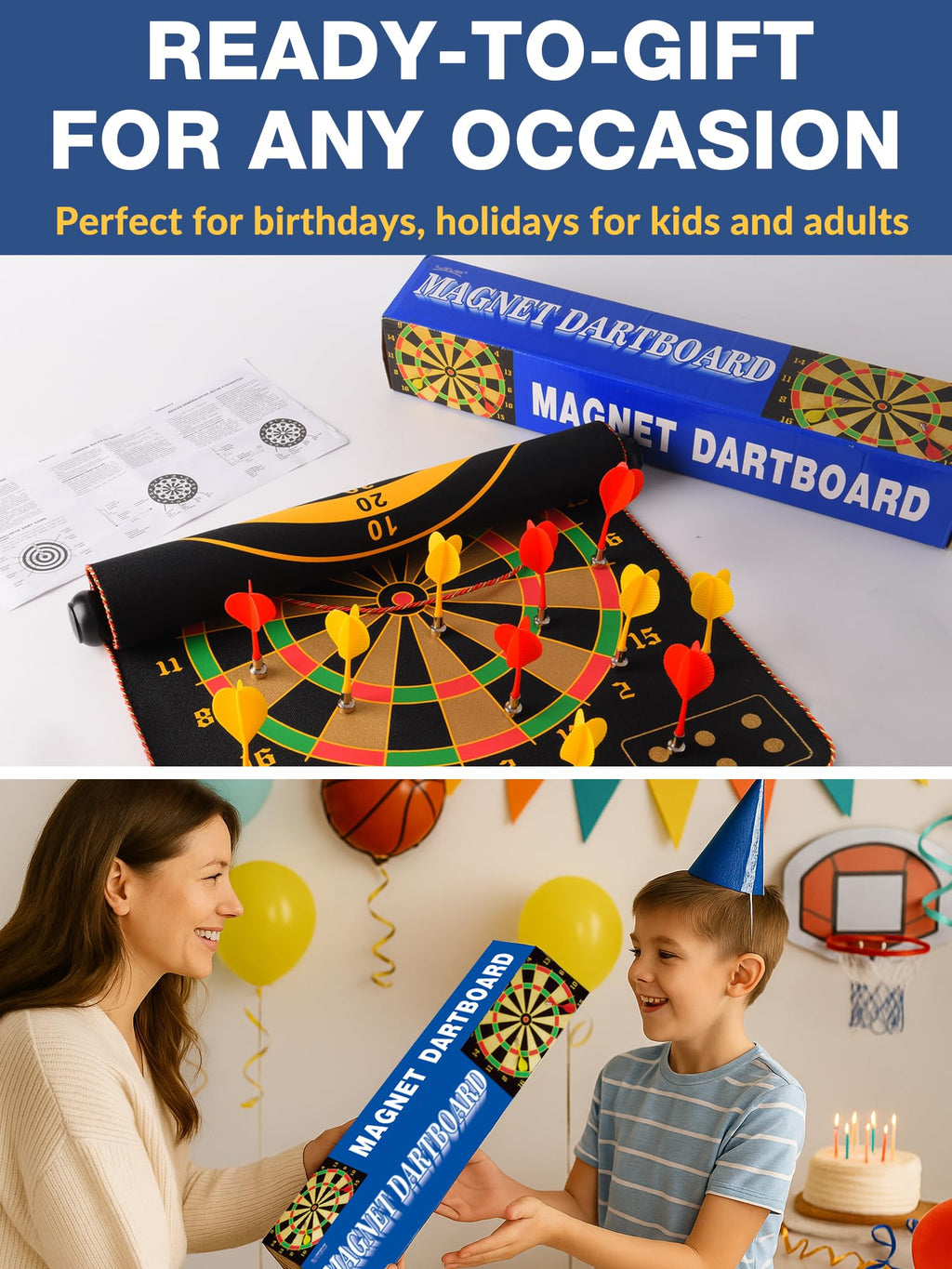 Magnetic Dart Board For Kids With Magnetic Darts 12Pcs, Stocking Stuffers For Kids Boys Toys Age 8-12, 6-8 5 6 7 8 9 10 11 12 13