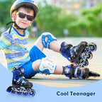 Kuxuan Skates Adjustable Inline Skates For Kids And Youth With Full Light Up Wheels Camo Outdoor Fun Illuminating Skates For Gir