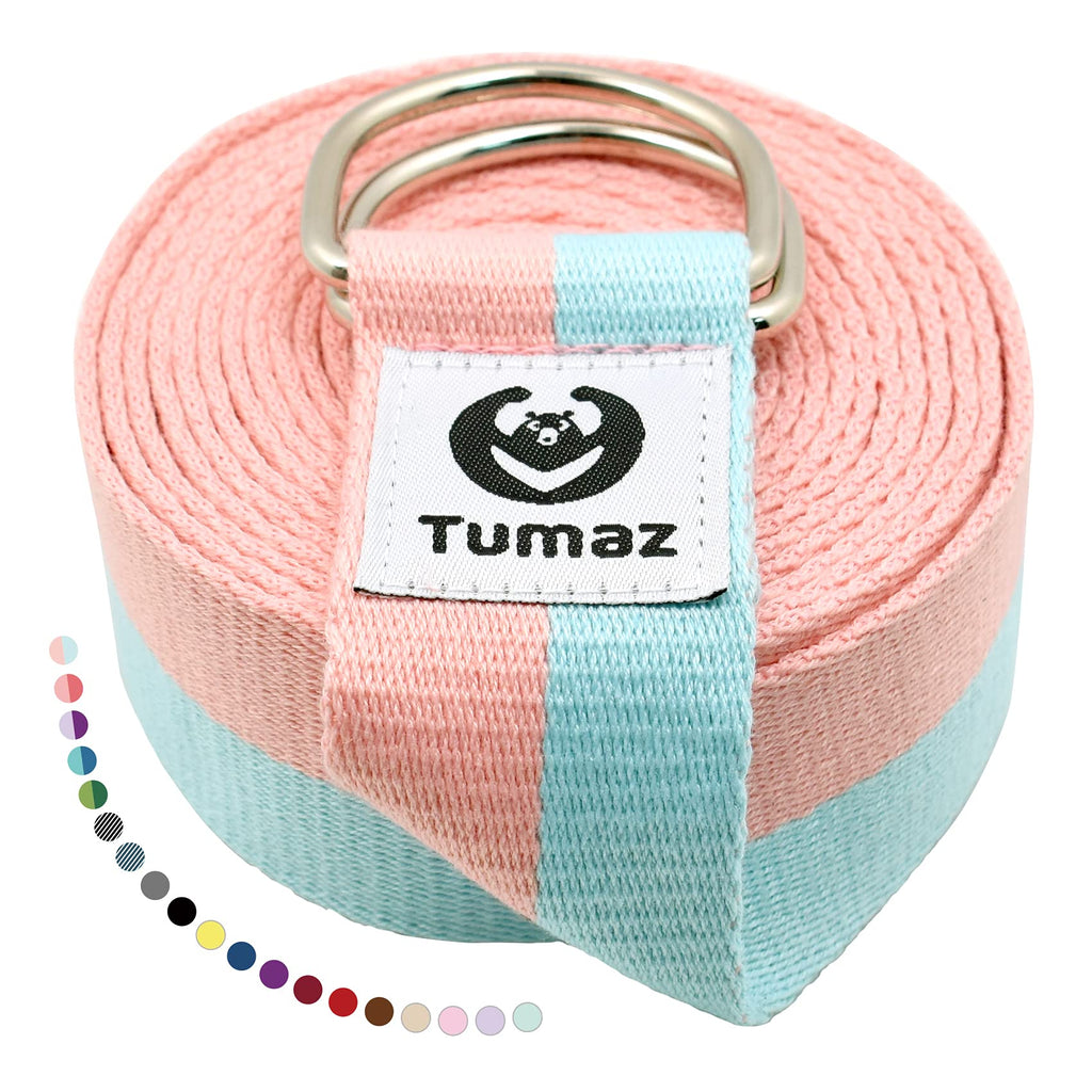 Tumaz Yoga Strap/Stretch Bands [15+ Colors, 6/8/8 Feet Options] With Extra Safe Adjustable D-Ring Buckle, Durable And Comfy Deli