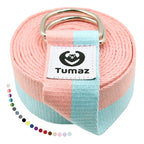 Tumaz Yoga Strap/Stretch Bands [15+ Colors, 6/8/8 Feet Options] With Extra Safe Adjustable D-Ring Buckle, Durable And Comfy Deli