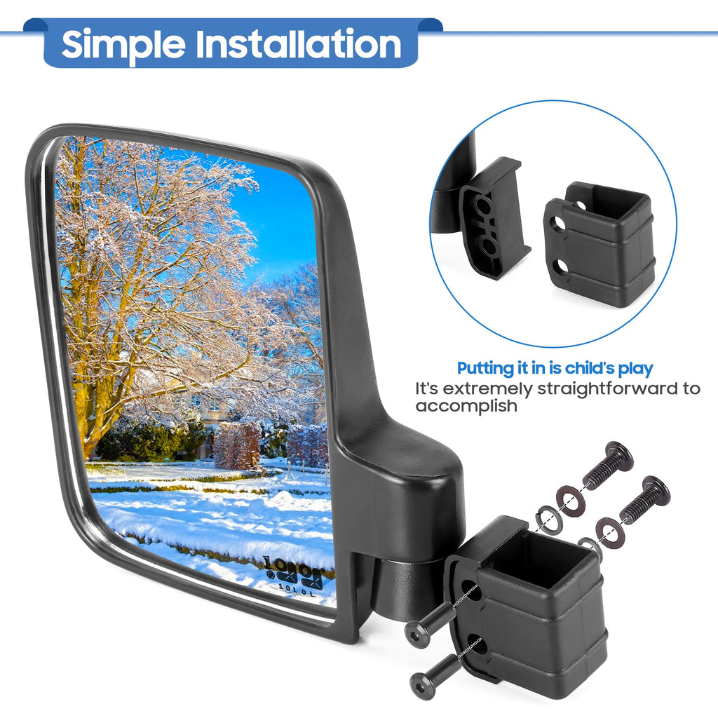9.99World Mall Golf Cart Side Mirrors, No Drilling 180 Degree Rotation & Foldable-Hd Shatterproof Glass Mirrors For Golf Cart Cl