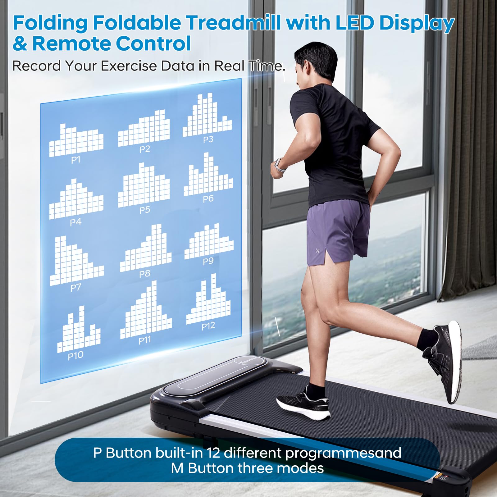 Electric Treadmills For Home Small, 2.5Hp Portable Walking Pad Treadmill, Under Desk Treadmill With Remote Control, Compact Home