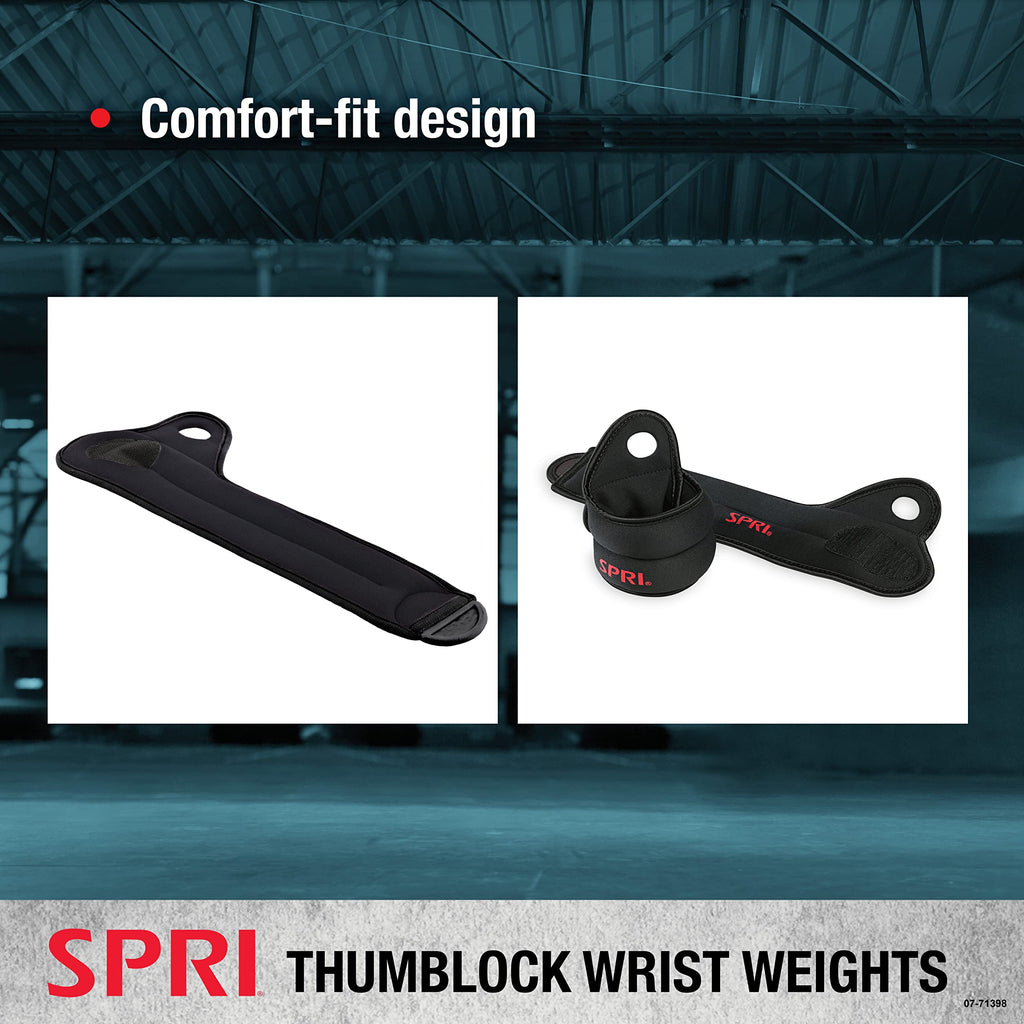 Spri Thumblock Wrist Weights - Arm Weights Set For Women And Men - Upper Body Conditioning And Endurance Tool - For Home Gym And