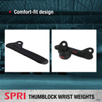 Spri Thumblock Wrist Weights - Arm Weights Set For Women And Men - Upper Body Conditioning And Endurance Tool - For Home Gym And