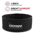 Contraband Black Label 4010 4 Inch Nylon Weight Lifting Belt W/Hook & Loop | Heavy Duty Weight Belt And Back Support Belt For We
