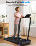 Cardirun Foldable Treadmill with Incline, Compact Walking Pad Treadmill with Safety Handle Bar, 3.0HP Quiet Under Desk Treadmill