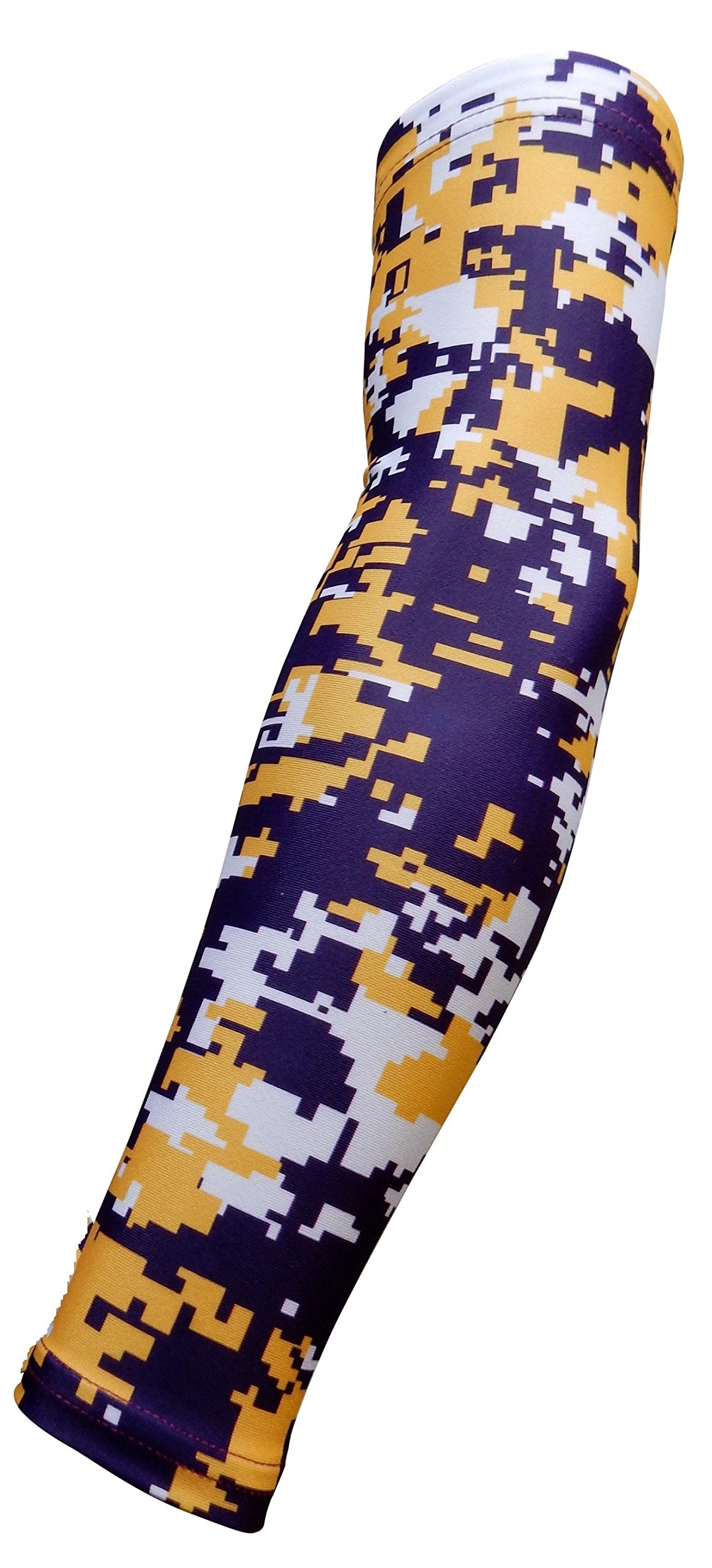 New! Purple Yellow White Digital Camo Arm Sleeve - Moisture Wicking Compression (Youth Medium)