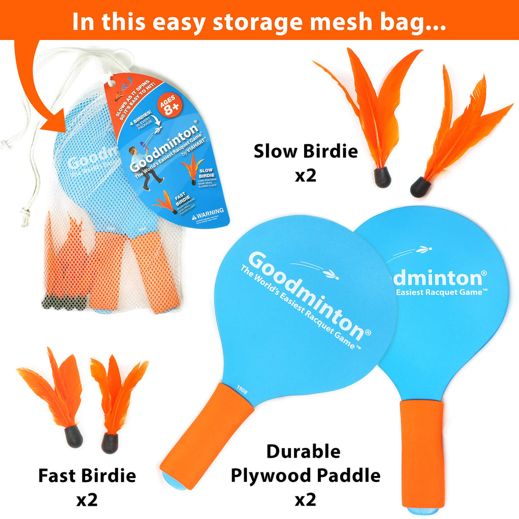 Viahart Goodminton - The Worlds Easiest Racquet Game - An Indoor Outdoor Year-Round Fun Paddle Game Set For Boys, Girls, And Peo