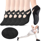 Geyoga 6 Pairs Yoga Socks For Women Nonslip Barre Socks With Straps Ballet Socks For Yoga Sports Ballet Dance