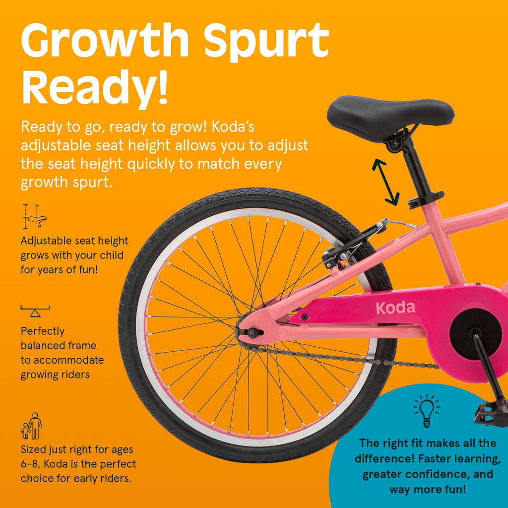 Retrospec Koda 20in Kids Bike with Adjustable Seat & Handlebars - Lightweight Boys & Girls Bicycle with v-Brakes, Wide Tires & S