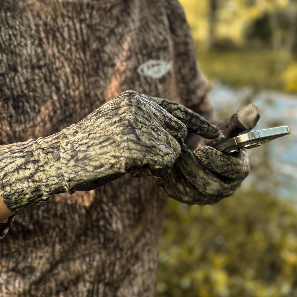 Palmyth Hunting Gloves For Men Lightweight Camo Glove Outdoor Mossy Veil L/Xl