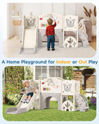 BIERUM Toddler Slide Set with Basketball Hoop, Golf Game & Drawing Board, 13-in-1 Indoor Outdoor Toddler Slides Playground for K