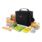 PackIt Freezable Newport Cooler, Black, Collapsible, Reusable, Built with ECOFREEZE Technology, Wide Top Opening, Double Zip Clo