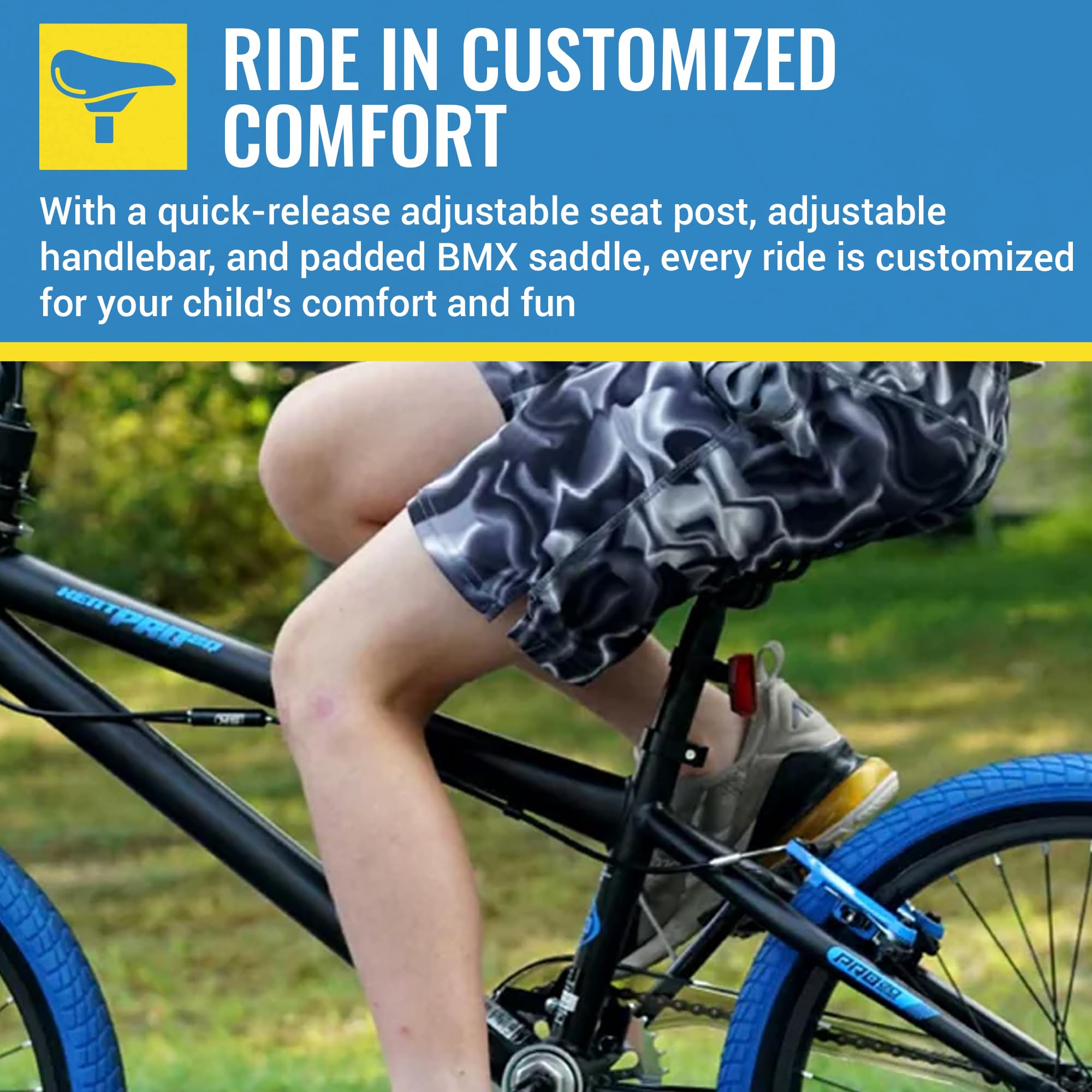 Kent International Pro 20-20 Inch Bmx Bike With Front & Rear Hand Brakes And Padded Bmx Saddle - Sturdy Bicycle For Kids With Ad