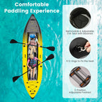 Gymax Inflatable Kayak, 12.5Ft 507Lbs Tandem Kayak With 2 Aluminum Paddles, 2 Padded Seats, 2 Fins, Hand Pump, Carry Bag & Repai