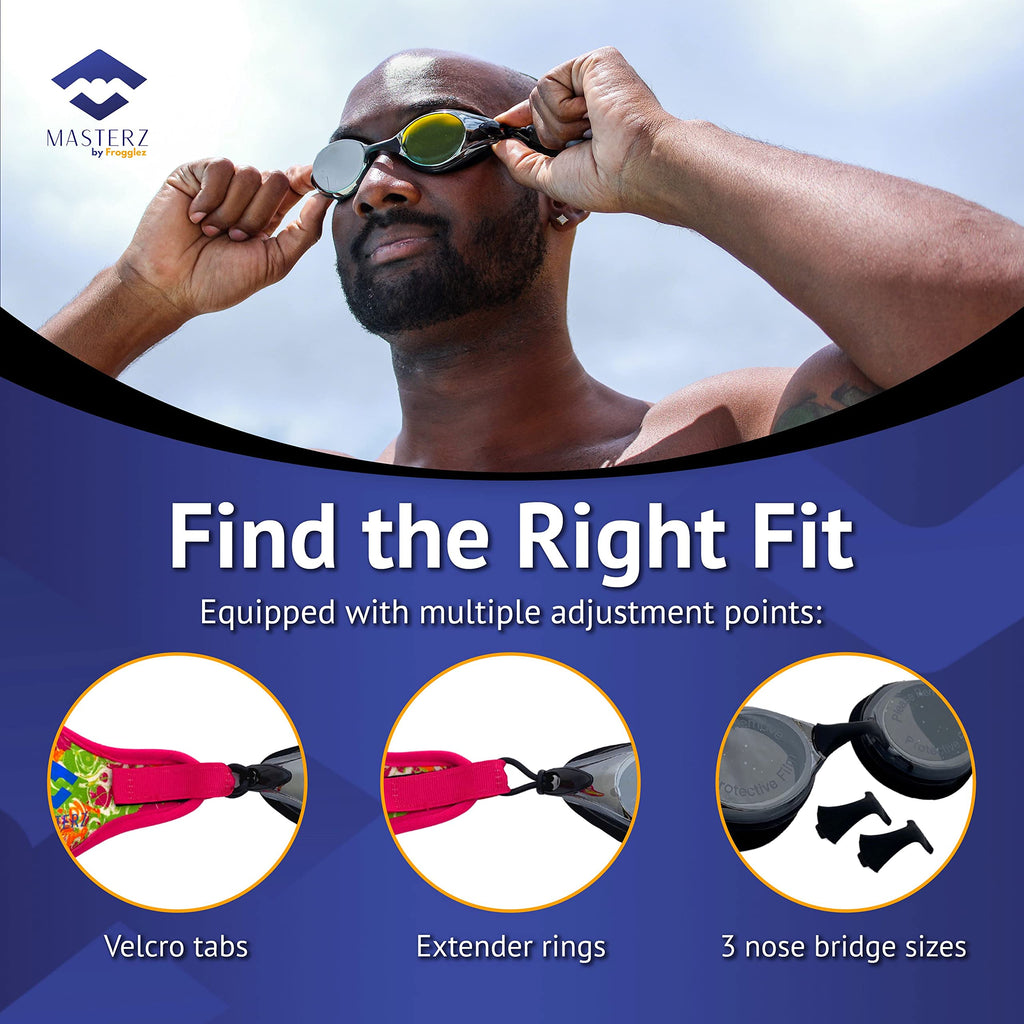 Frogglez Masterz Swim Goggles For Adults & Teens, Anti Fog Mirrored Goggles