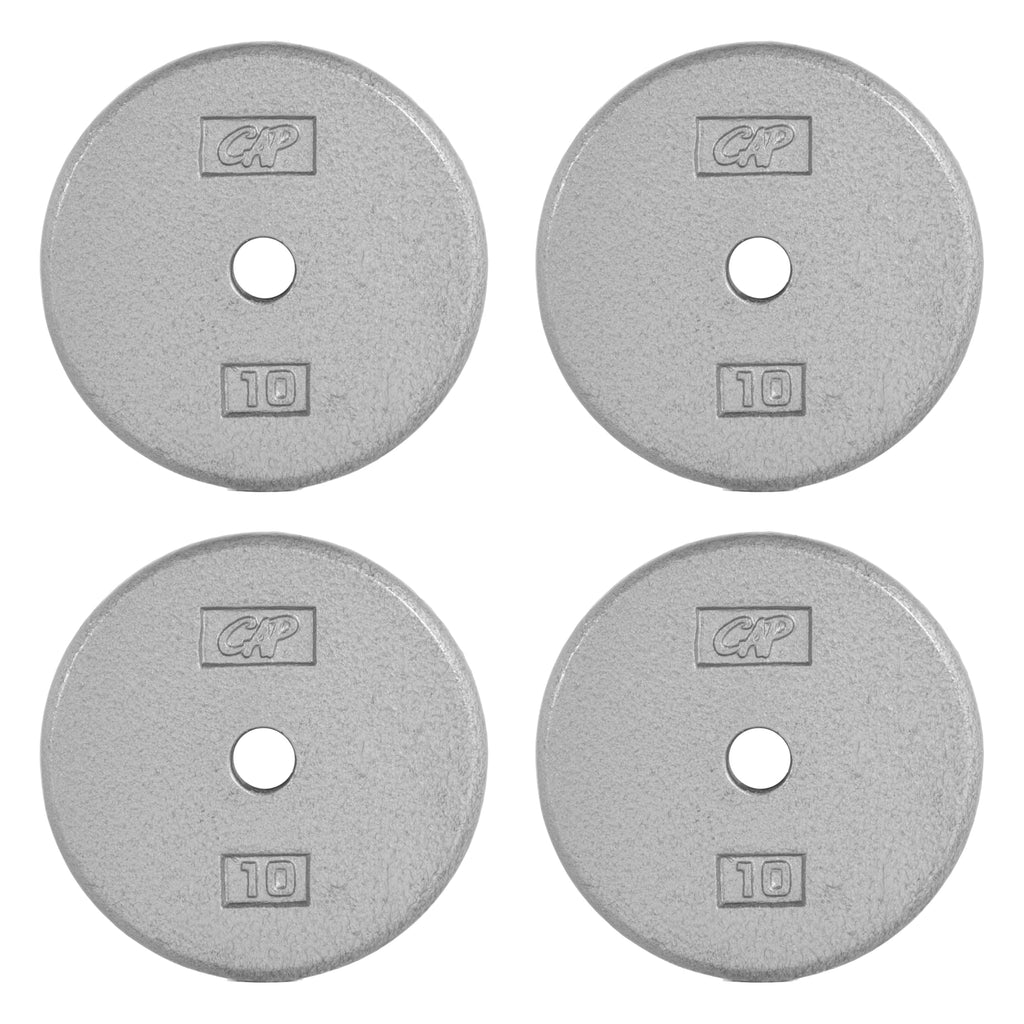 CAP Barbell Cast Iron Standard 1-Inch Weight Plate Set - Barbell Weights for Home Gym, Strength Training, and Weightlifting, 10 