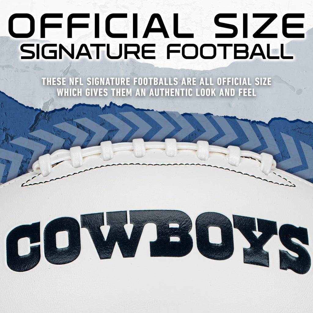 Franklin Sports Nfl Dallas Cowboys Autograph Football - Official Size White Panel Souvenir Football For Autographs + Signatures