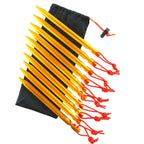 Set Of 12 Tent Stakes Pegs Aluminium Alloy Stake 7 Inches With Reflective Rope And 4 Small Silica Gel O-Ring For Camping Hiking
