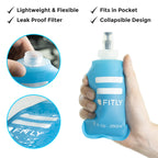Fitly Soft Flask - 8.5 Oz (250 Ml) - Shrink As You Drink Soft Water Bottle For Hydration Pack - Folding Water Bottle Ideal For R