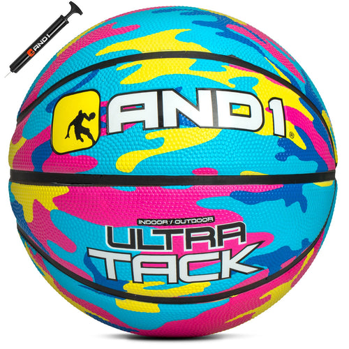 AND1 Ultra Grip Basketball: Official Regulation Size 7 (29.5 inches) Rubber- Deep Channel Construction Streetball, Made for Indo