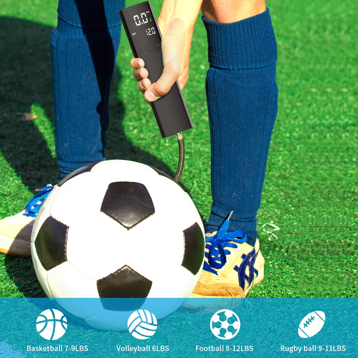Electric Ball Pump, Smart Air Pump Portable Fast Ball Inflation With Precise Pressure Gauge And Digital Lcd Display For Football