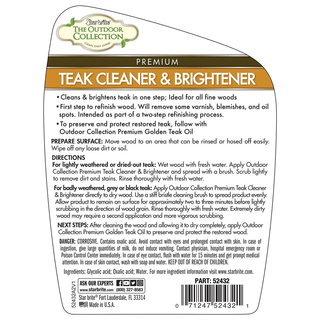 Star Brite Outdoor Collection Teak Cleaner & Brightener - One-Step Teak Restoration, Renew Weathered, Gray Teak For Refinishing