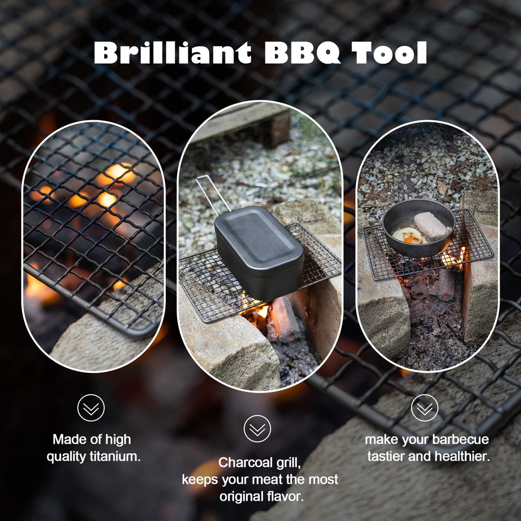 Boundless Voyage Mini Size Durable Titanium Charcoal Bbq Grill Plate Include A Carry Bag For Outdoor Camping Beach Ti15108B