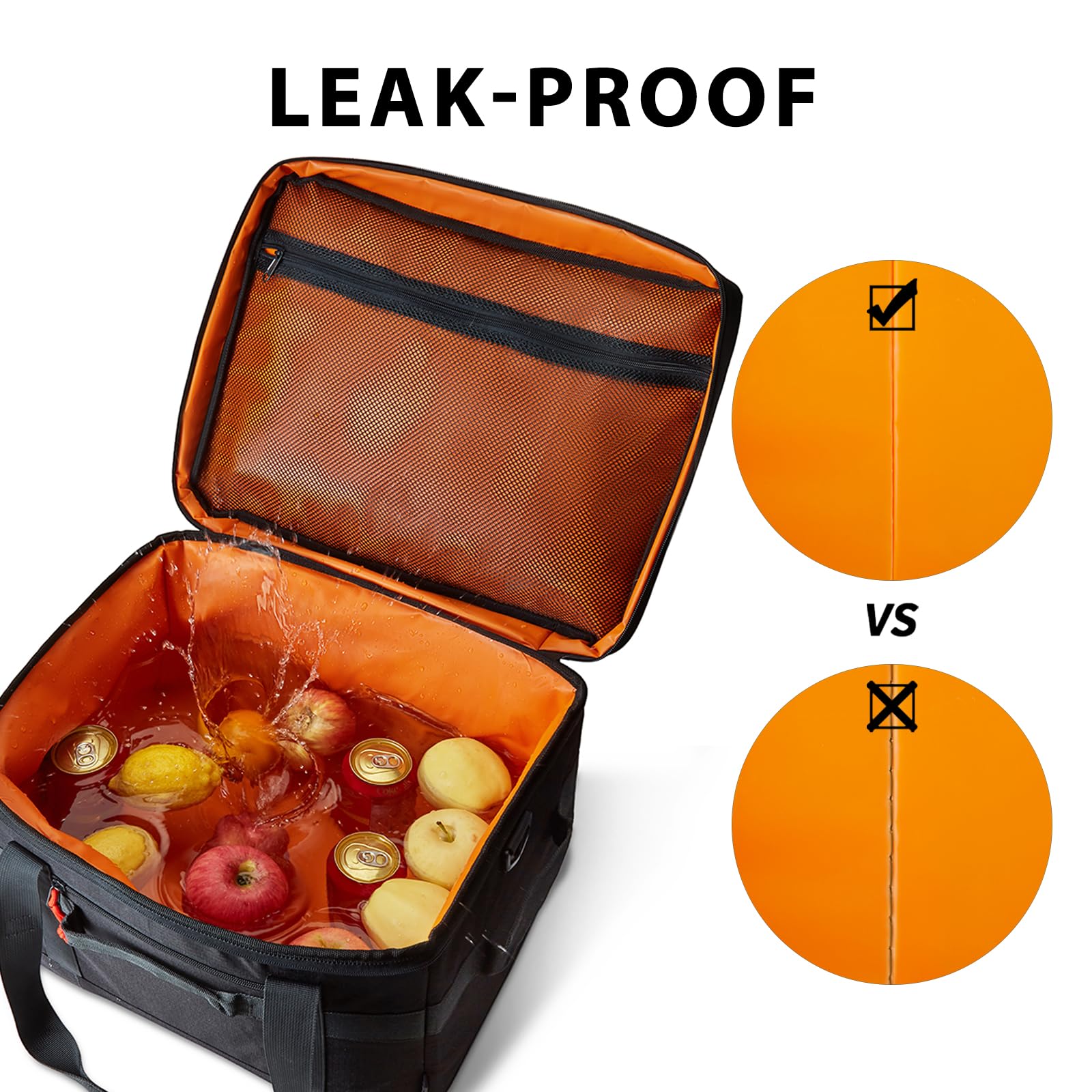 Tourit Cooler Bag 48-Can Insulated Soft Cooler Large Collapsible Cooler Bag 32L Lunch Coolers For Picnic, Beach, Work, Trip, Bla