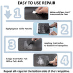 Trampoline Patch Repair Kit 4''X 4'' Square On Patches | Repair Trampoline Mat Tear Or Hole In A Trampoline Mat(2 Piece)