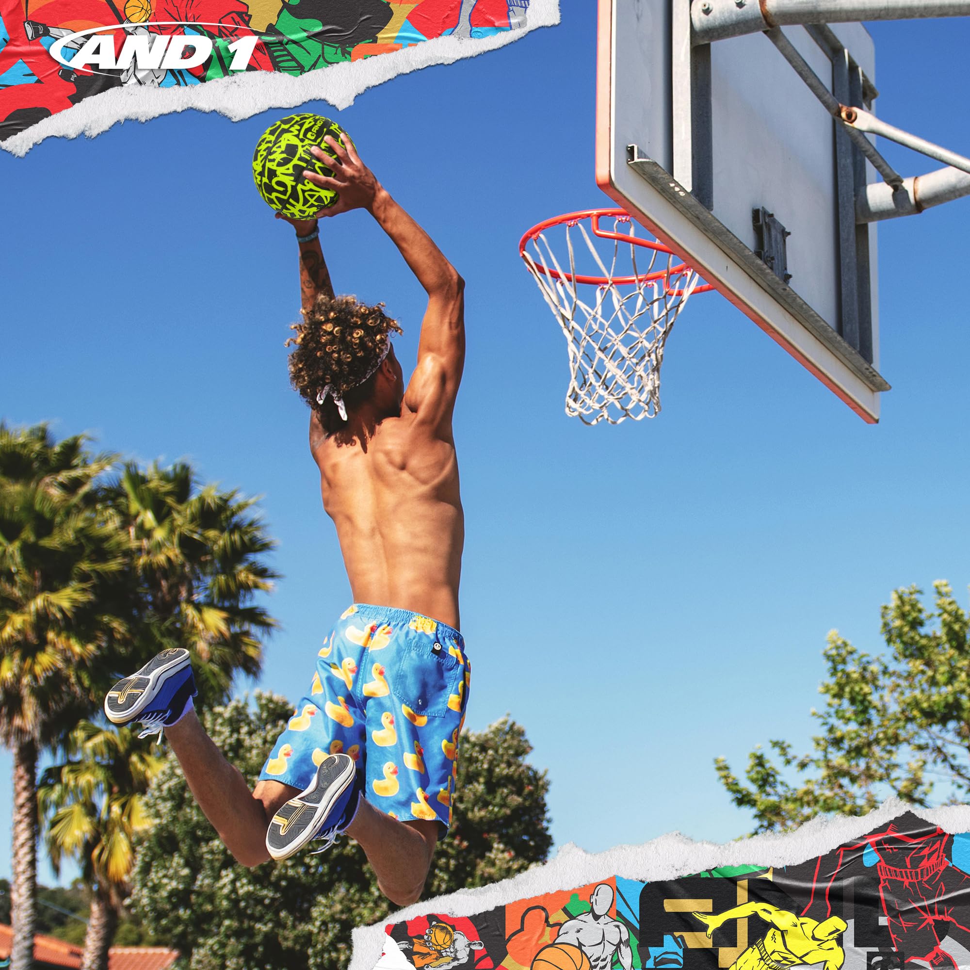 AND1 Fantom Graffiti Basketball: Official Regulation Size 7 (29.5 inches) - Deep Channel Construction Streetball, Made for Indoo