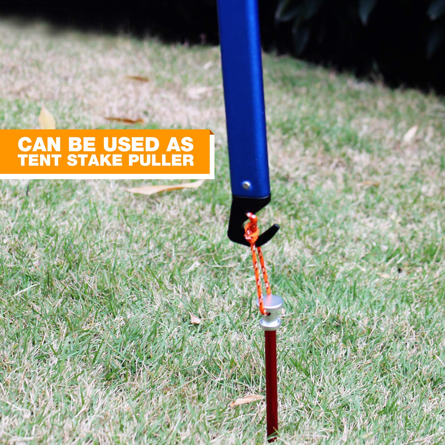 Redcamp Aluminum Camping Hammer With Hook, 12'' Lightweight Multi-Functional Tent Stake Hammer, Portable Camp Stake Mallet, Blue