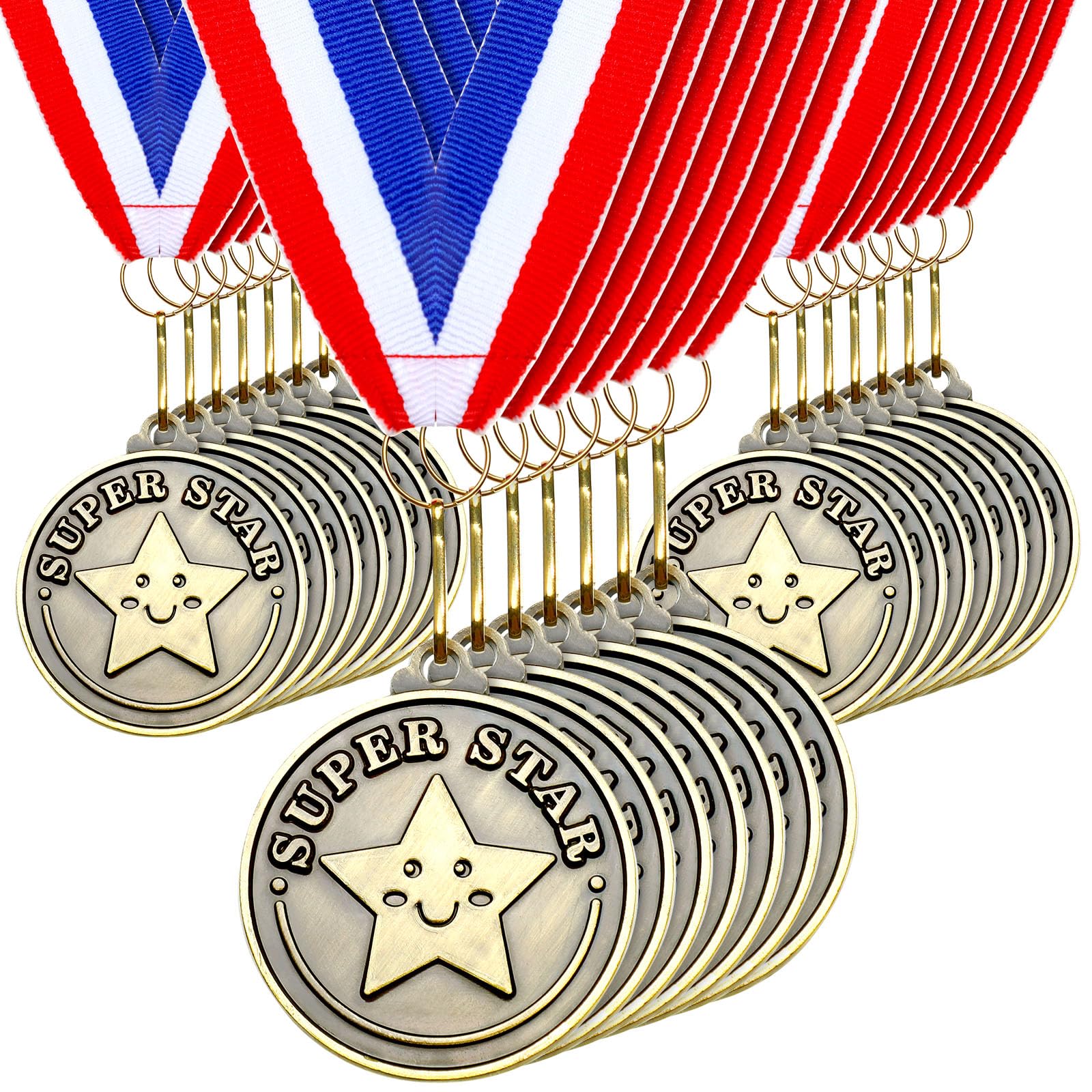 Remuuly Super Star Award Medals Bulk 2 ' ' Gold Medals Award Medallion With Neck Ribbon Metal Trophy Prize Gift For Competition