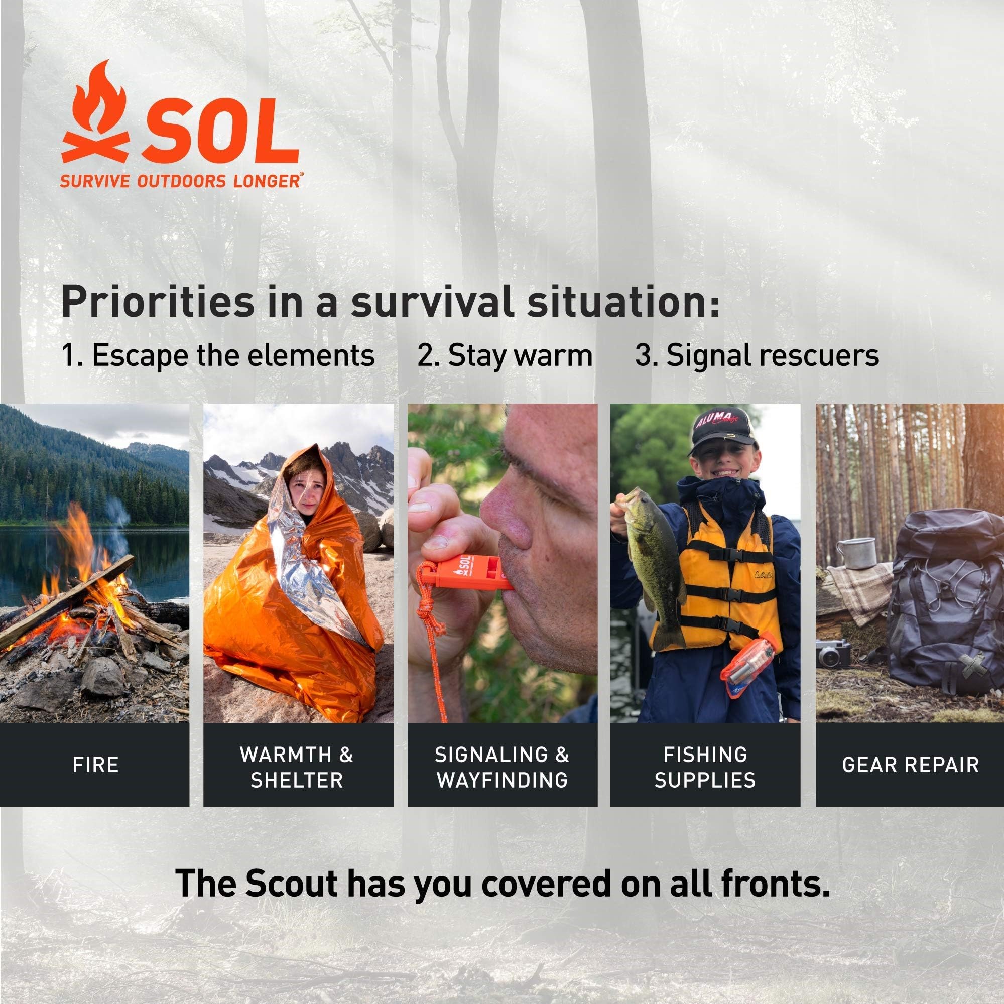 S.O.L. Survive Outdoors Longer S.O.L. Waterproof Bag Scout Survival Kit