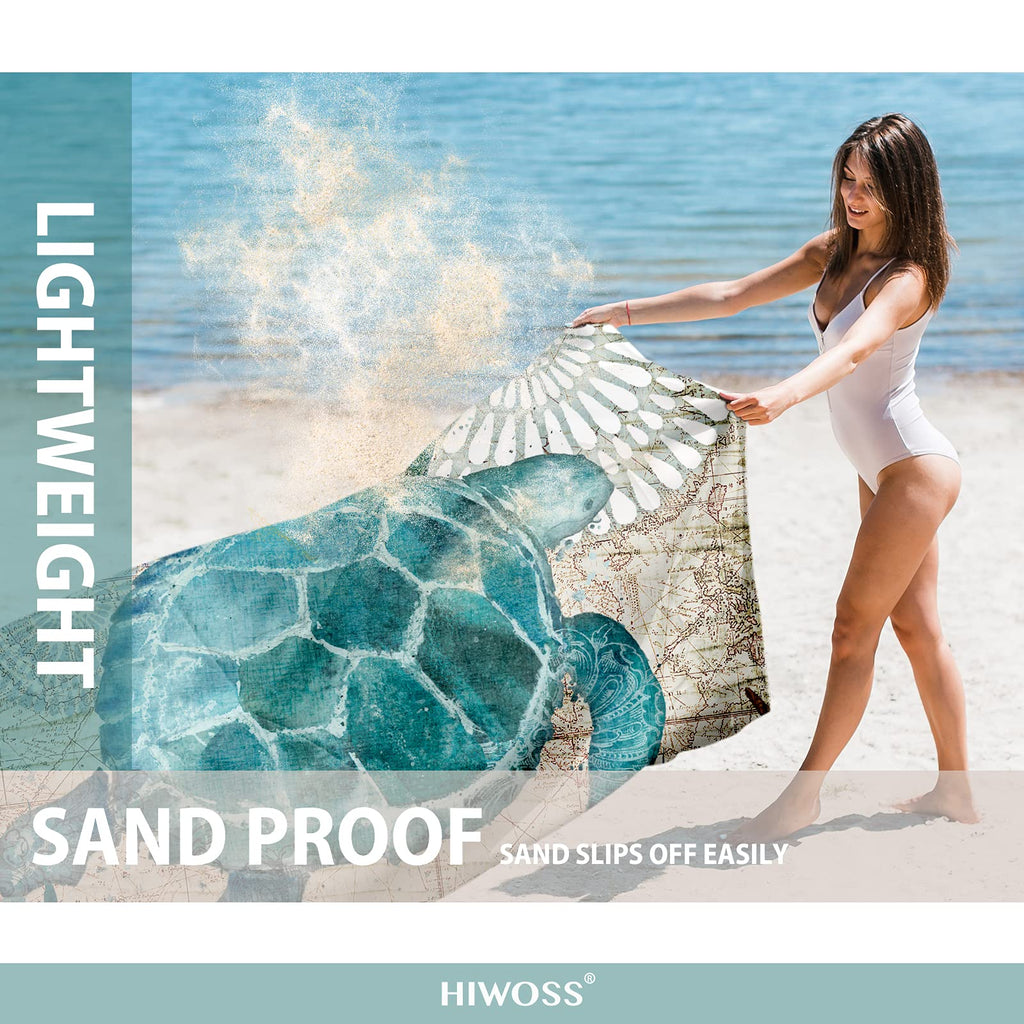 Hiwoss Beach Blanket Waterproof Sandproof Oversized 95Ax 80Asand Free Beach Mat With Corner Pocketsportable Mesh Bag For Beach F