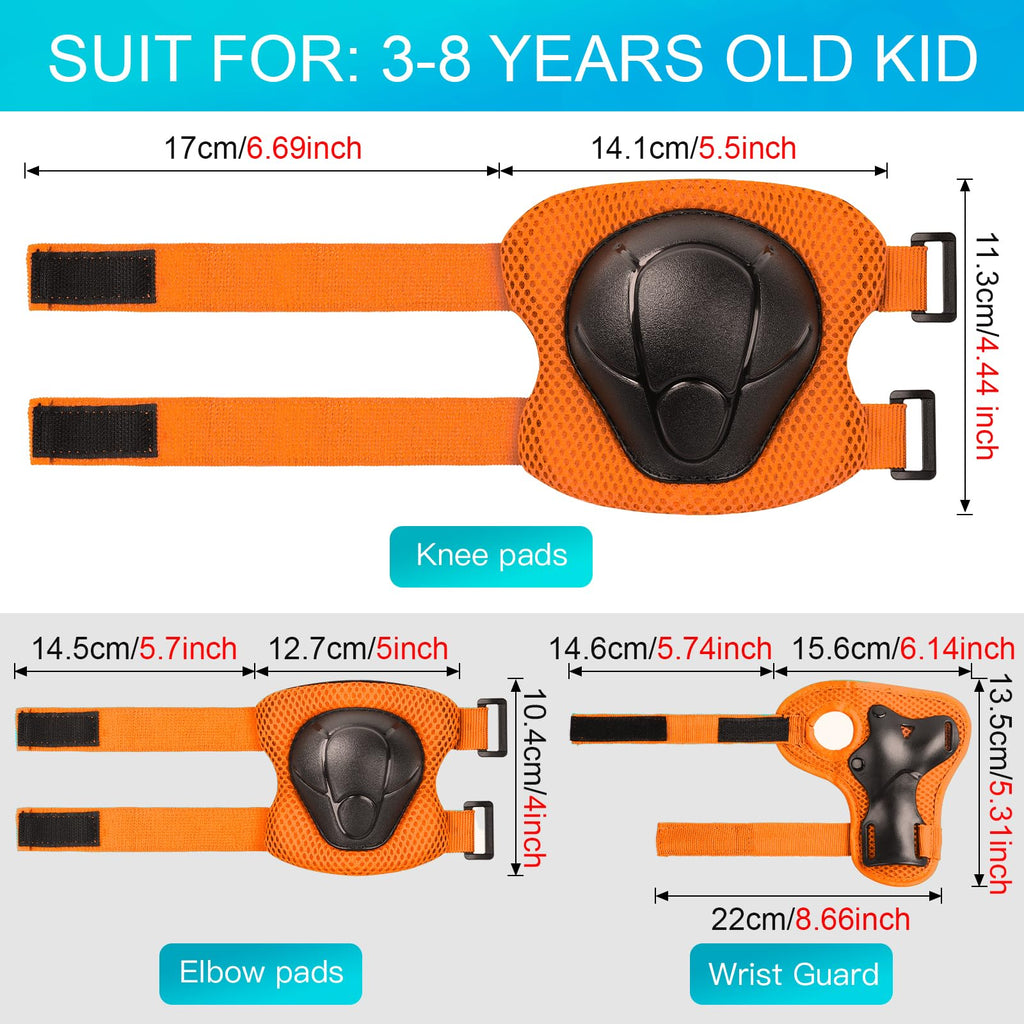 Wemfg Kids Protective Gear Set Knee Pads For Kids 3-8 Years Toddler Knee And Elbow Pads With Wrist Guards 3 In 1 For Skating Cyc