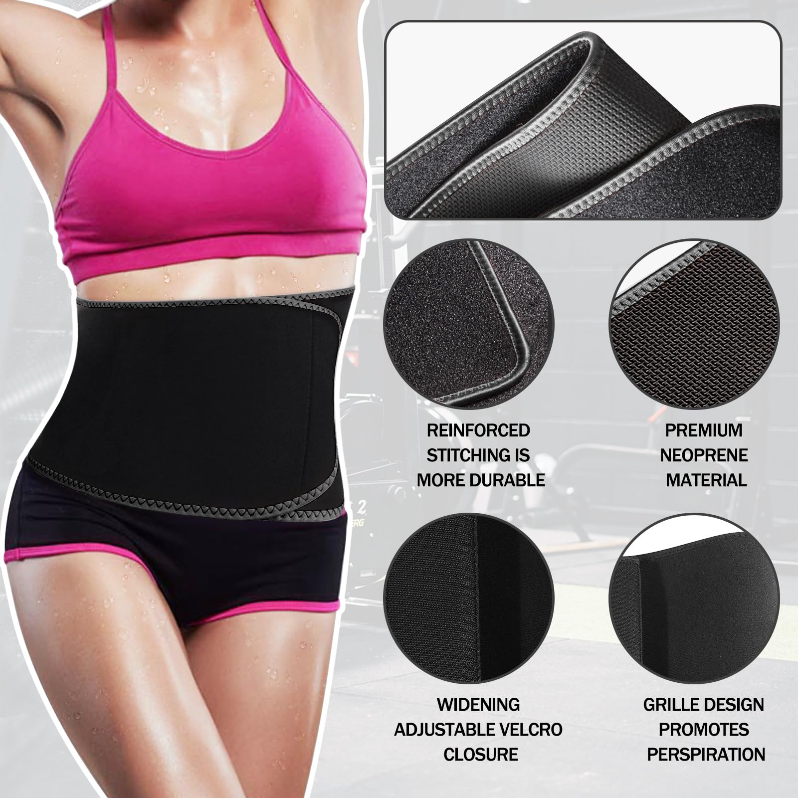 Shanguang Sweat Waist Trimmer,Waist Trainers For Women Belly Fat,Waist Trainer For Women,Sweat Band For Stomach Weighe Loss Neop