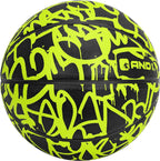 AND1 Fantom Graffiti Rubber Basketball Game Ready, 27.5 Inches, Youth Size 5, Made for Indoor and Outdoor, Sold Deflated (Pump N