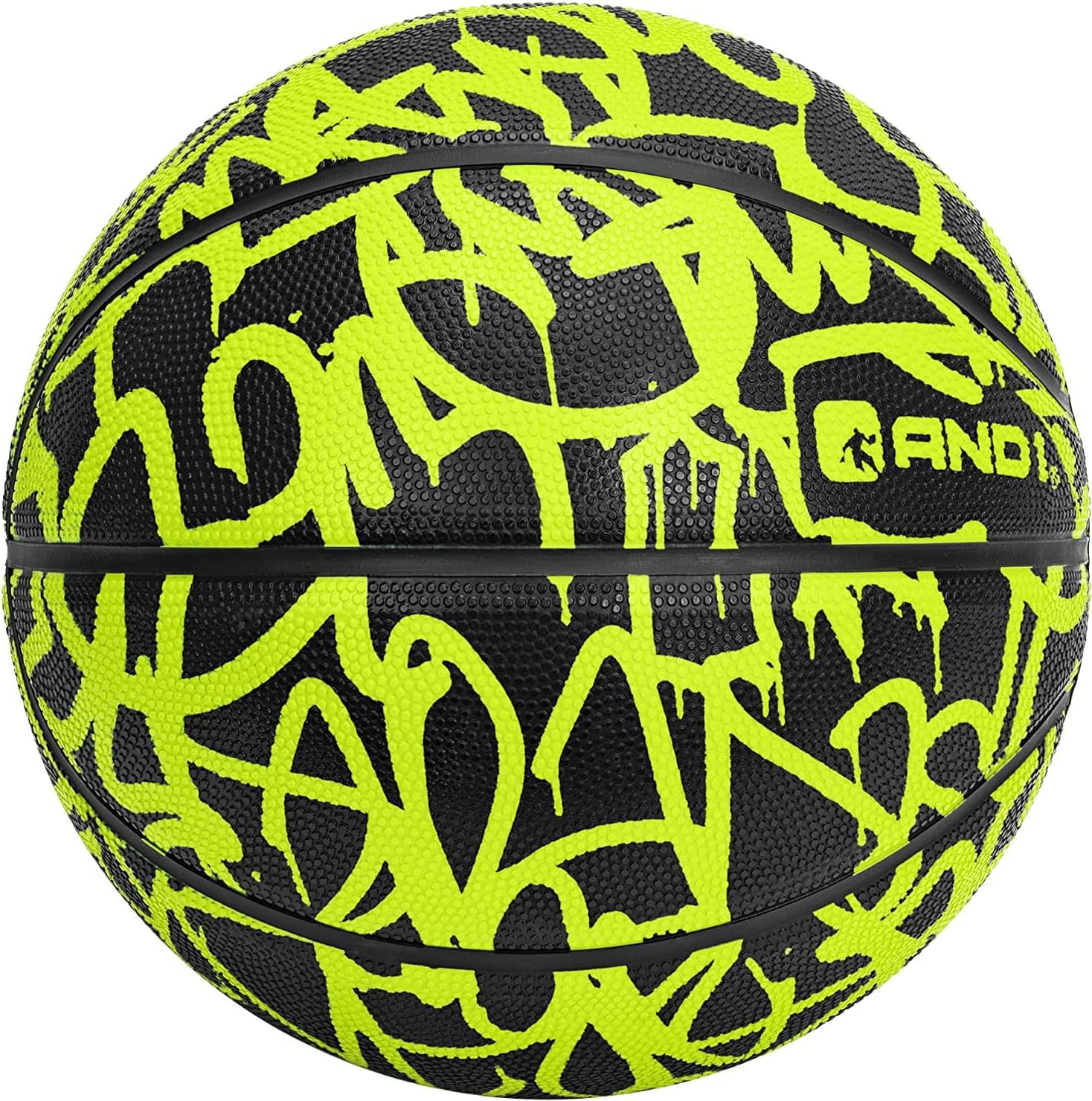 AND1 Fantom Graffiti Rubber Basketball Game Ready, 27.5 Inches, Youth Size 5, Made for Indoor and Outdoor, Sold Deflated (Pump N