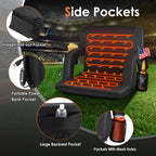 HOPERAN 2pcs Double Heated Stadium Seats for Bleachers with Back Support 21 Wide Cushion, Extra Portable Bleacher Seat Foldable
