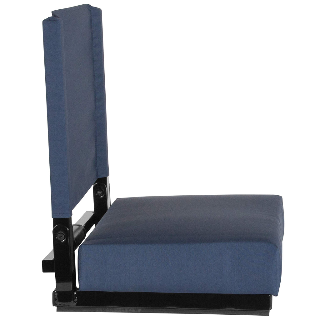 Flash Furniture Grandstand Comfort Seats By Flash - Navy Blue Stadium Chair - 2 Pack 500 Lb Rated Folding Chair - Carry Handle -