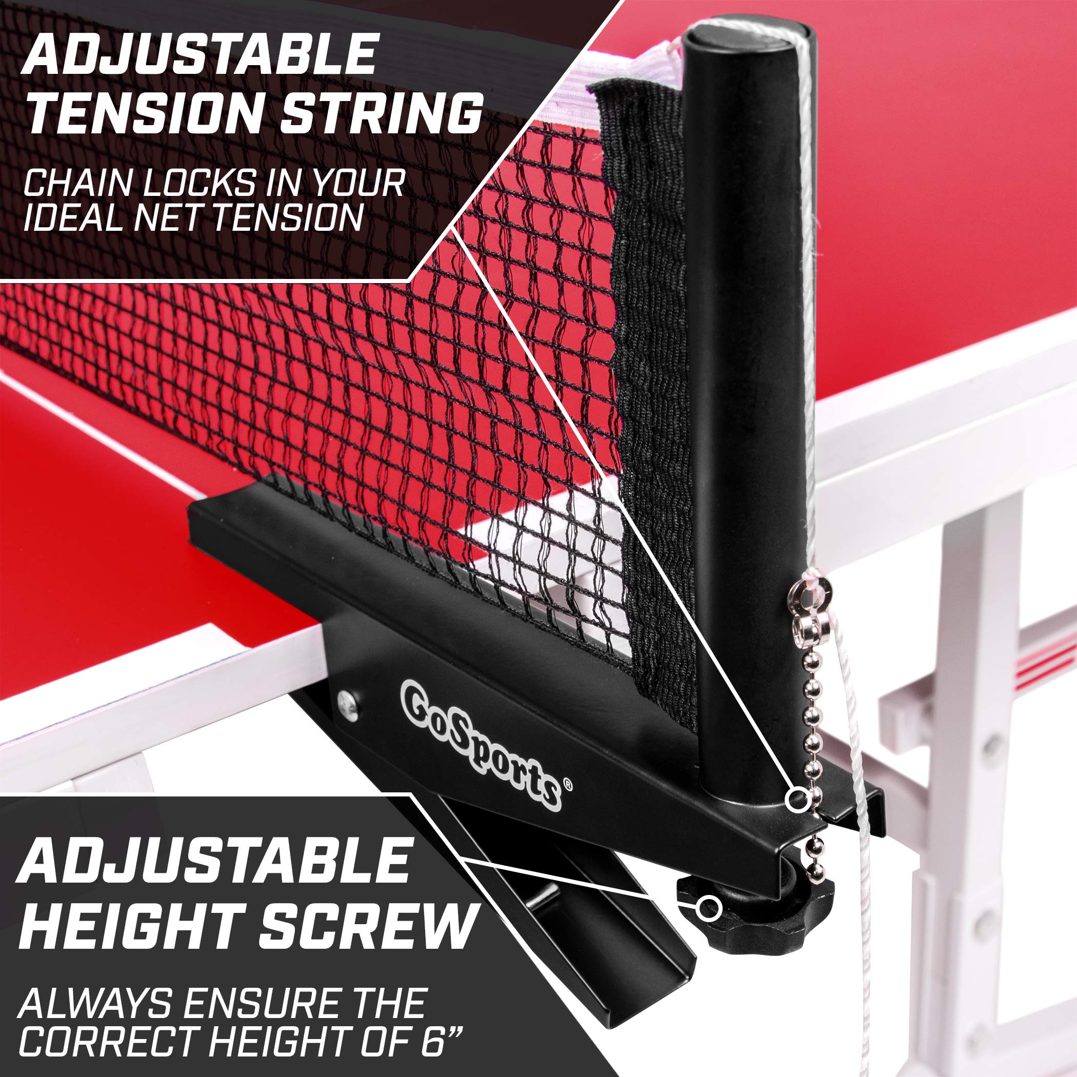 Gosports Universal Regulation Table Tennis Net With Clamps 72 Inch Tournament Regulation Net With Adjustable Side Posts