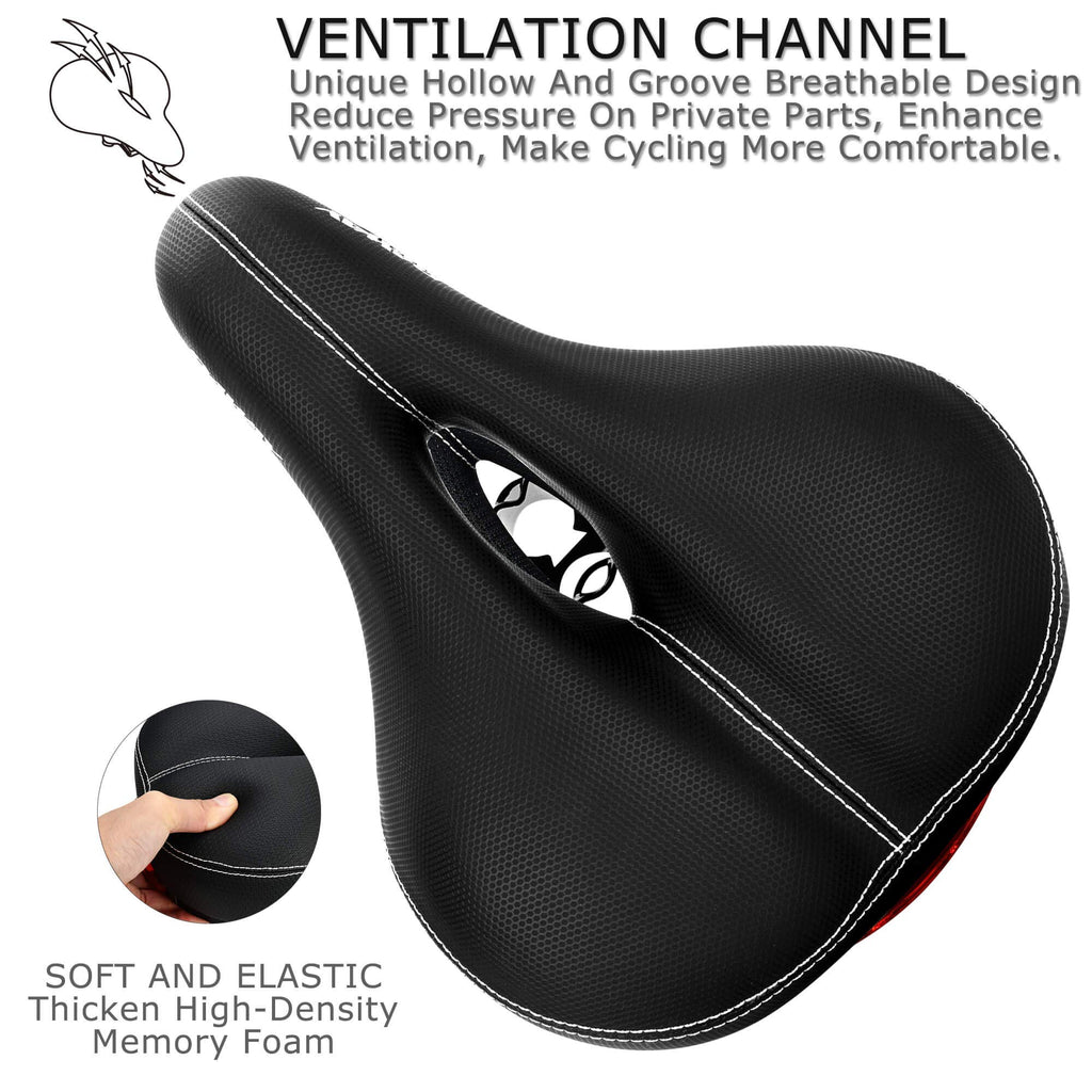 Daway Comfortable Wide Bike Seat - C10 Soft Foam Padded Exercise Bicycle Saddle For Men Women Seniors, Shock Absorbing, Universa
