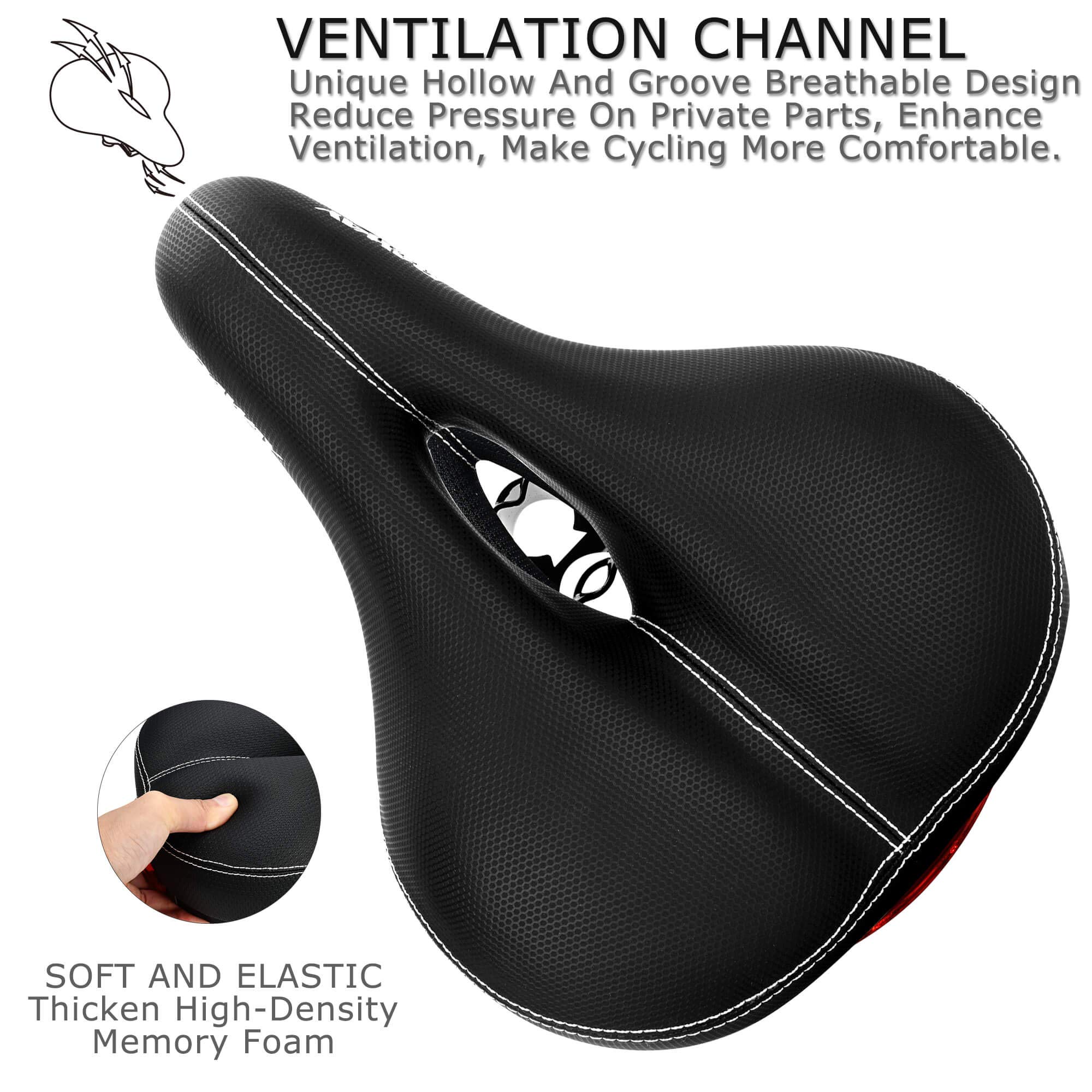 Daway Comfortable Wide Bike Seat - C10 Soft Foam Padded Exercise Bicycle Saddle For Men Women Seniors, Shock Absorbing, Universa