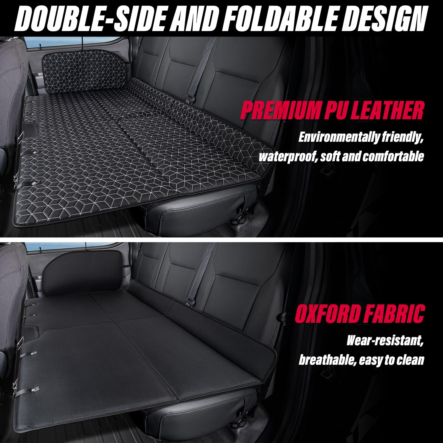 Ohmu Non Inflatable Truck Bed Air Mattress For Large Truck,Car Travel Camping Back Seat Extender For F150/Ram 1500/Toyota/Silver