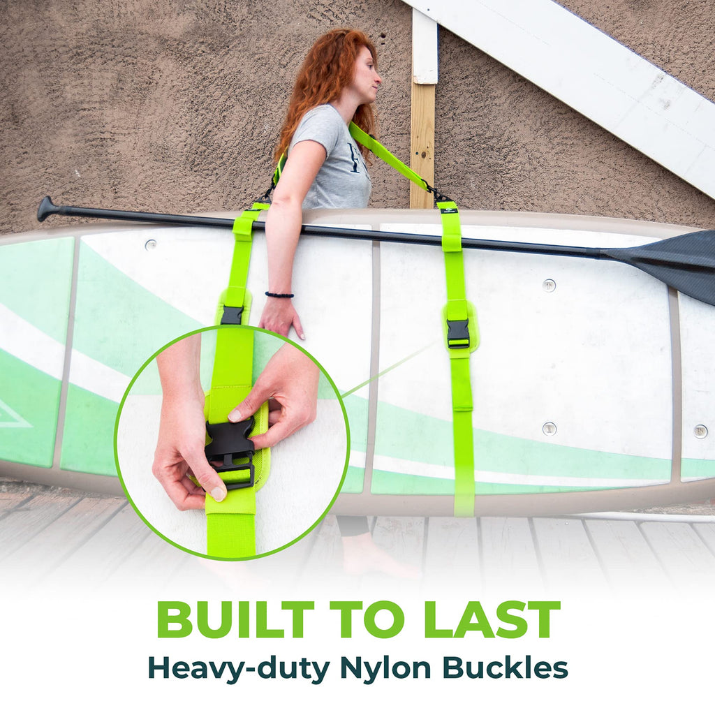 Gradient Fitness Kayak Paddle Board Carrier (Green)Surfboard Straps For Shoulder  Hands-Free Carrying Straps For Paddleboards Wi