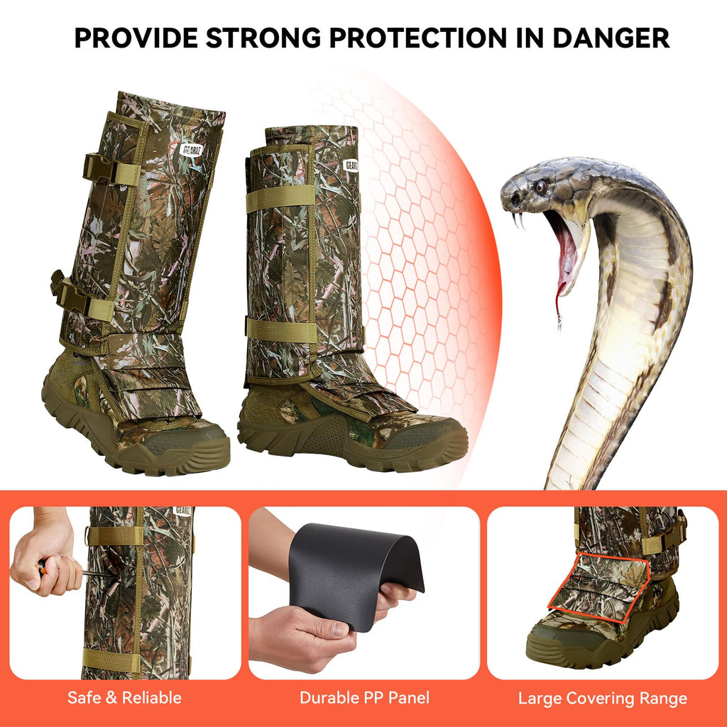 Gearoz Snake Gaiters Snake Chaps, Waterproof Lower Legs Snake Guards, Snake Bite Protective Gaiters, Anti-Snake Gaiters For Men/